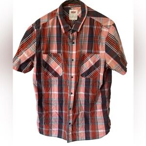 Levi’s Red Plaid Western Button-Up Shirt – Men’s Size L 🔥